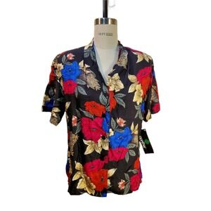 Panther Vintage Deadstock Floral Print Blouse With Shoulder Pads Size M (10) New